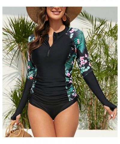 Women's Long Sleeve Sun Protection Rash Guard Wetsuit Two Piece Swimsuit Set 2 Green / Navy $14.57 Swimsuits