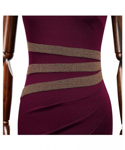 Women's 50s Vintage Sleeveless Contrast Tape Cocktail Party Pencil Dress A-burgundy $25.19 Dresses