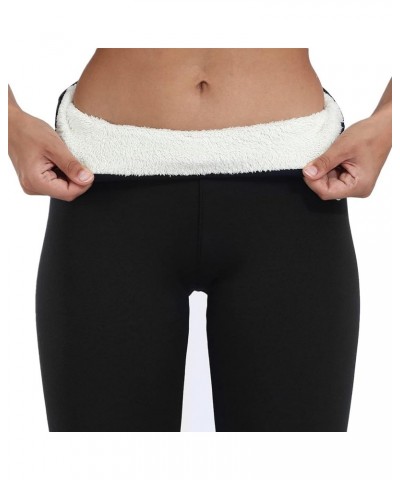 Women Fleece Lined Leggings Elastic High Waist Comfy Fuzzy Plush Thick Lined Tight Pants Winter Warm Wool Bottoms Black $11.0...