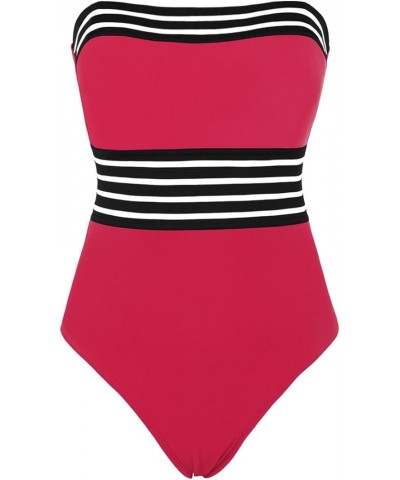 Women's Strapless One Piece Swimsuits Tummy Control Swimwear Halter Slimming Bathing Suits Monokini Red $7.64 Swimsuits