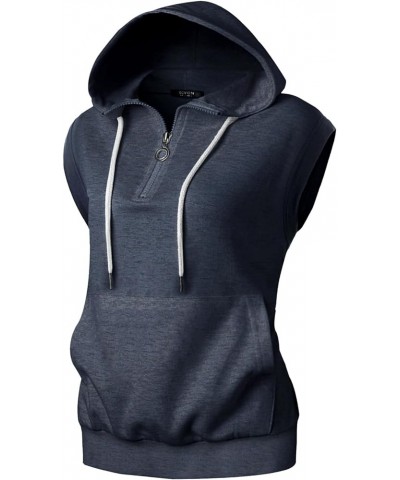 Women's Lightweight Hooded Vest Sleeveless 1/4 Zip Pullover Casual Hoodie Sweatshirt with Pockets Gwh201-navy Melange $17.39 ...