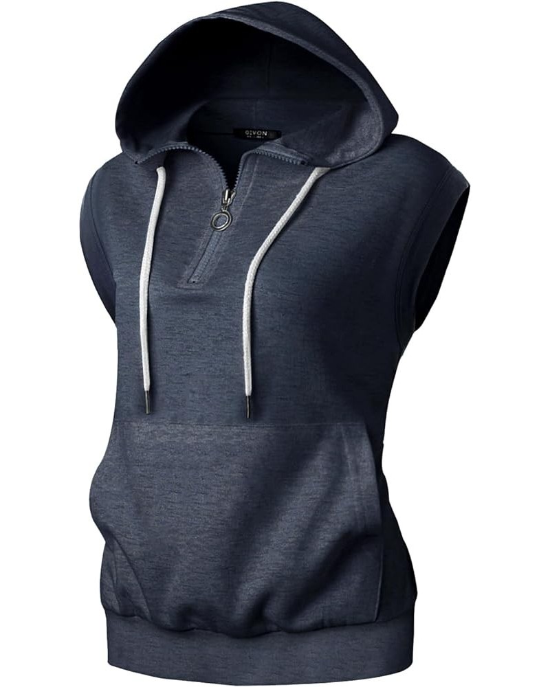 Women's Lightweight Hooded Vest Sleeveless 1/4 Zip Pullover Casual Hoodie Sweatshirt with Pockets Gwh201-navy Melange $17.39 ...