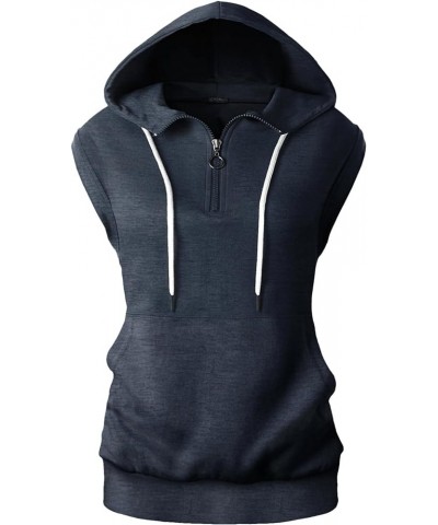 Women's Lightweight Hooded Vest Sleeveless 1/4 Zip Pullover Casual Hoodie Sweatshirt with Pockets Gwh201-navy Melange $17.39 ...