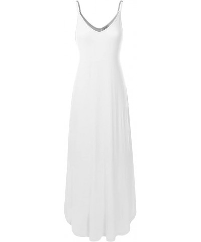 Women's Casual Loose Fit Long Cami Maxi Dress with Pockets (XS-XXL) Dbd004_white $13.24 Dresses