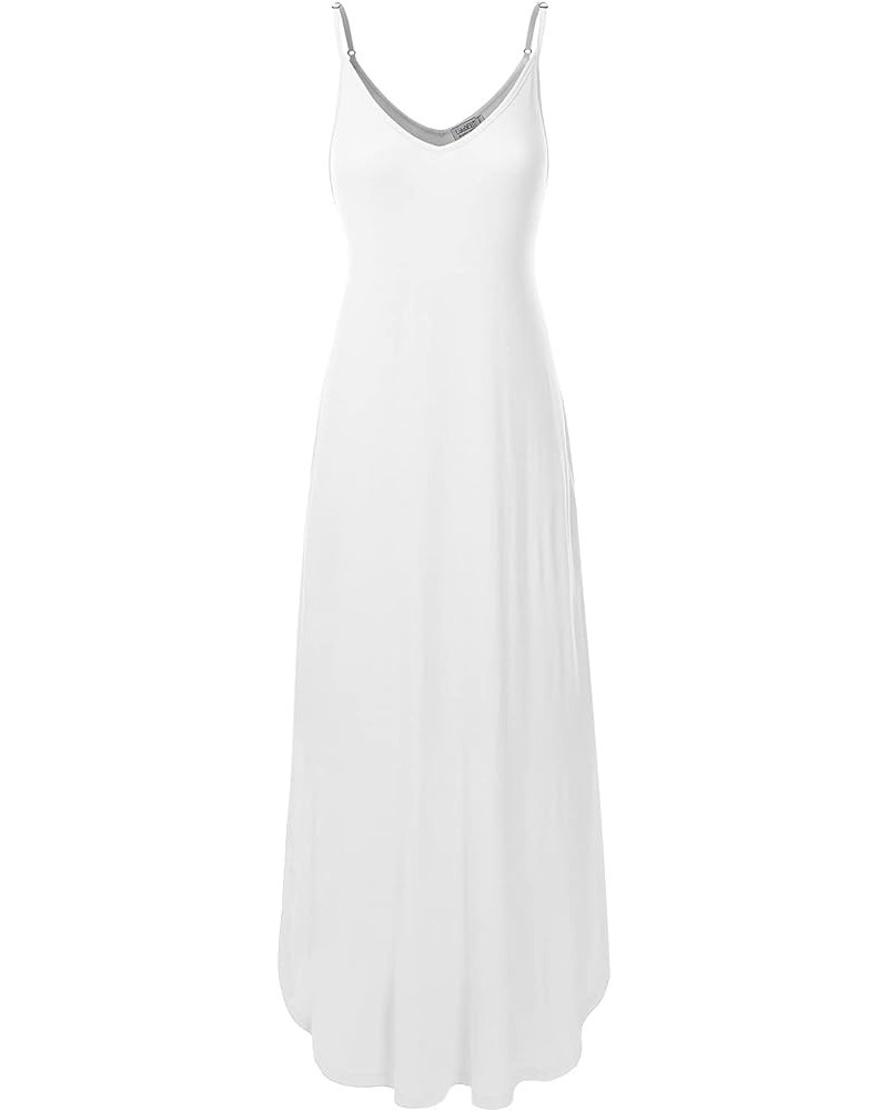 Women's Casual Loose Fit Long Cami Maxi Dress with Pockets (XS-XXL) Dbd004_white $13.24 Dresses