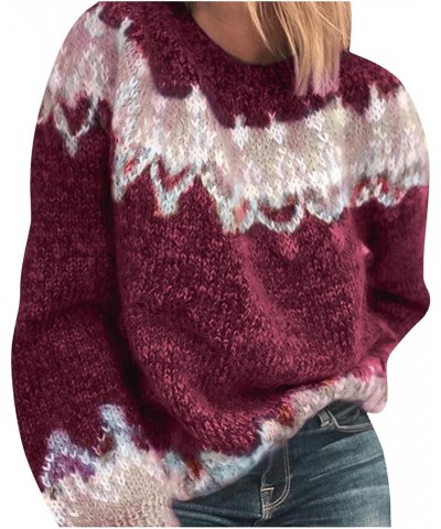 Color Block Mohair Chunky Knit Pullover Sweater, Casual Long Sleeve Raglan Shoulder Fuzzy Sweater for Fall & Winter Hot Pink ...