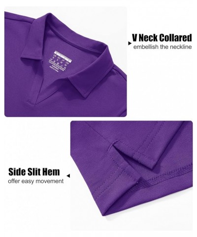 Women's Polo Shirts V-Neck Cotton Short Sleeve Tops Collared Golf Shirt Wicking Lightweight Casual Polos Purple $14.39 Shirts