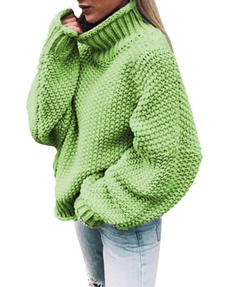 Womens Long Sleeve Turtleneck Knit Sweaters Drop Shoulder Pullover Sweater Oversized Winter Jumper Tops Mint Green $13.34 Act...