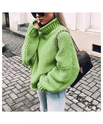 Womens Long Sleeve Turtleneck Knit Sweaters Drop Shoulder Pullover Sweater Oversized Winter Jumper Tops Mint Green $13.34 Act...