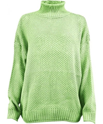 Womens Long Sleeve Turtleneck Knit Sweaters Drop Shoulder Pullover Sweater Oversized Winter Jumper Tops Mint Green $13.34 Act...