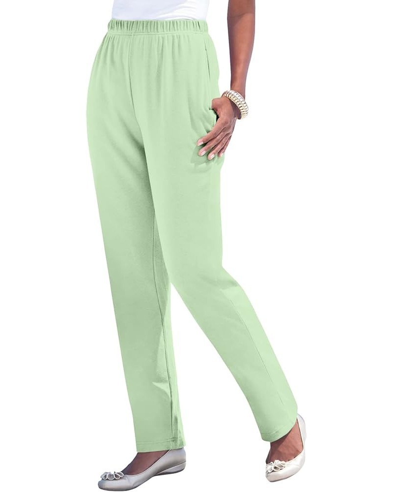 Women's Plus Size Tall Straight-Leg Soft Knit Pant Green Mint $16.08 Pants