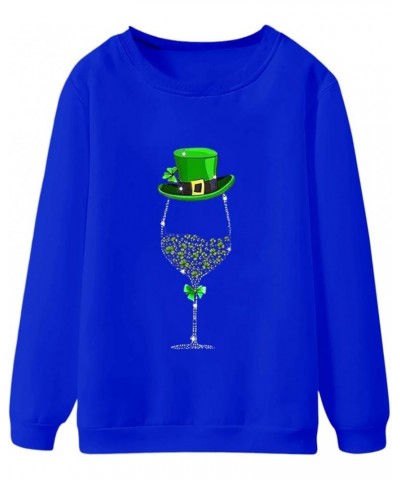 Ladies Pullover Sweatshirt St Patricks Day Round Neck Long Sleeved Casual Hoodless Sweatshirt A-blue $5.82 Socks