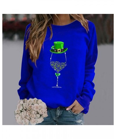 Ladies Pullover Sweatshirt St Patricks Day Round Neck Long Sleeved Casual Hoodless Sweatshirt A-blue $5.82 Socks