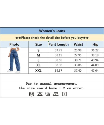 Womens Denim Cargo Pants Flap Pocket High Waisted Stretchy Straight Wide Leg Jeans 646-khaki $19.36 Jeans