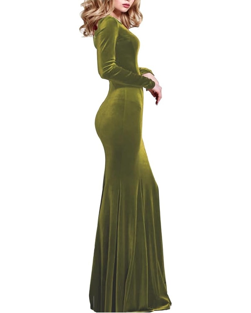 Women's Velvet Mermaid Prom Dress Long Evening Party Dresses PD012 Clover $33.56 Others