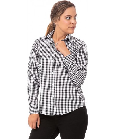 Women's Gingham Dress Shirt Black & White Check $26.83 Blouses