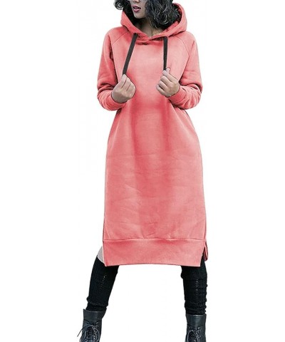 Women's Thickening Long Fleece Sweatshirt String Hoodie Dress Pullover Plus Size Red-a $28.90 Hoodies & Sweatshirts