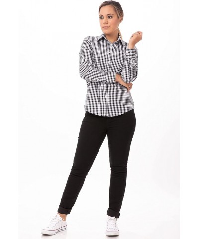 Women's Gingham Dress Shirt Black & White Check $26.83 Blouses