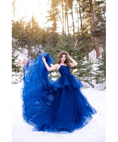 Layered Tulle Prom Dresses 2024 Long Ball Gowns Puffy Sweetheart Princess Dresses Formal Wedding Evening Gowns Navy Blue $35....