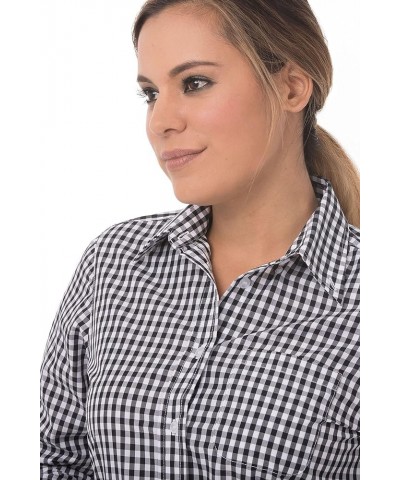 Women's Gingham Dress Shirt Black & White Check $26.83 Blouses