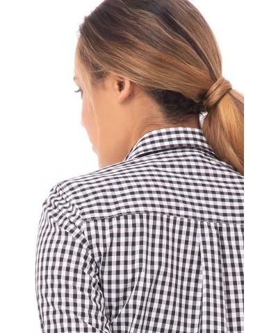 Women's Gingham Dress Shirt Black & White Check $26.83 Blouses