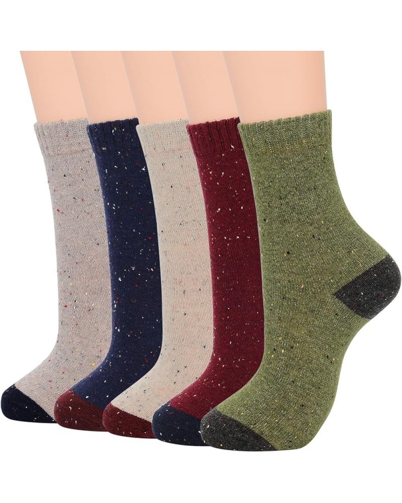 Womens Hiking Socks Winter Warm Athletic Ankle Socks Outdoor Wool Socks Thick Cashmere Socks B (5/Multicolor) $9.00 Activewear