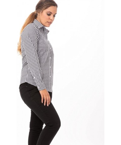 Women's Gingham Dress Shirt Black & White Check $26.83 Blouses