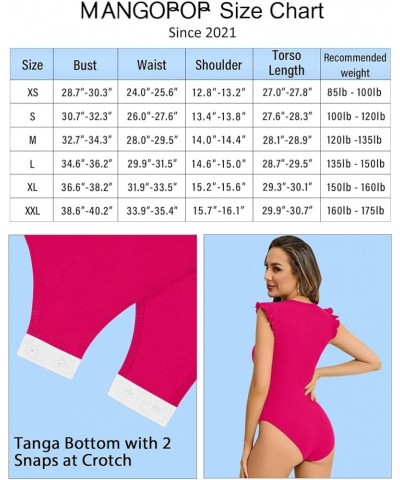 Women's Mock Turtle Neck Crew Neck Sleeveless Tank Tops Short Sleeve Bodysuit Crew Neck Sleeveless Hot Pink $12.21 Bodysuits