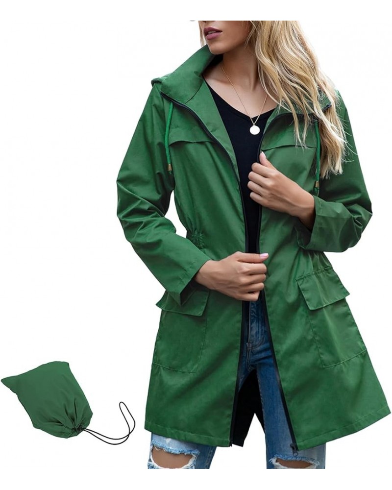 Rain Jackets for Women Waterproof Lightweight Windbreaker Rain Coats with Hood Active Packable Raincoat Green $20.99 Coats