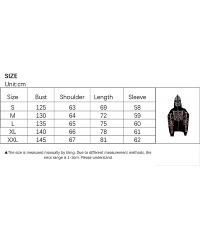 Y2k Women Men Rhinestone Skeleton Hoodies Zip Up Spider Punk Jacket Oversized Sweatshirt Gothic Streetwear Black Red $11.30 H...