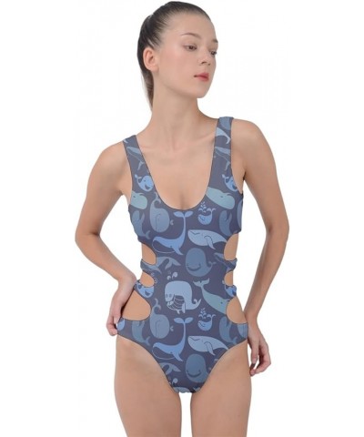 Womens Beachwear Sharks Penguin Dolphin Octopus Whale Fish Scales One Piece Swimsuit, XS-5XL Steel Blue Doodle 2 $14.40 Swims...