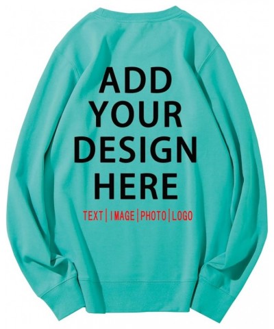 Custom Crewneck Sweatshirt for Women Men Personalized Sweatshirt Design Your Own Front and Back Lagoon Green $15.19 Sweatshirts