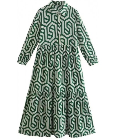 Women Floral Tiered Midi Long Dress Bohemian Puff Half Sleeve V Neck Ruffle Maxi Dress Loose Flowy Beach Sundress Ba Green $1...