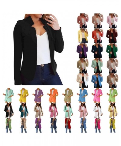 Blazers for Women Business Casual Cropped Work Blazer Open Front Long Sleeve Blazer Solid Lapel Blazer Jacket 04-pink $8.74 O...