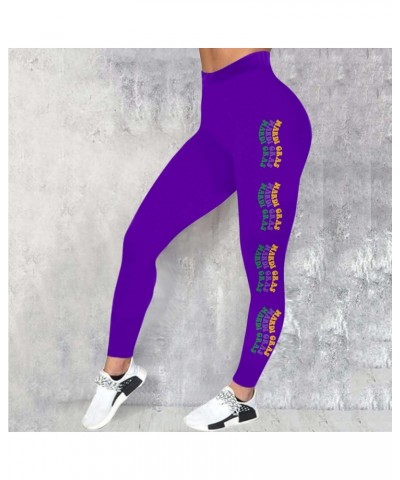 Mardi Gras Leggings for Women Color Block Graphy High Waisted Stretchy Carnival Printed Festival Party Yoga Pants Leggings Pu...