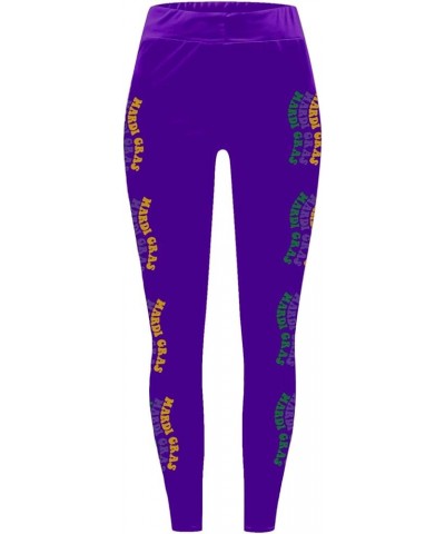 Mardi Gras Leggings for Women Color Block Graphy High Waisted Stretchy Carnival Printed Festival Party Yoga Pants Leggings Pu...