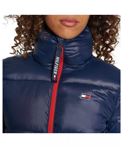 Women's Cropped Fit Thumbholes Cold Weather Full Zip Jacket Navy $36.45 Jackets