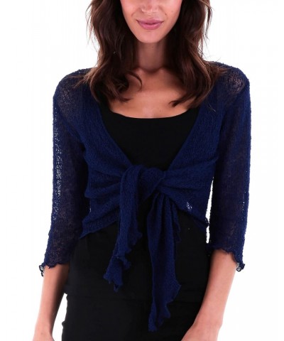 Womens Sheer Shrug Dressy Cardigan, Lightweight Mesh Tie 3/4 Sleeve Summer Sweater $15.00 Sweaters