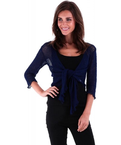 Womens Sheer Shrug Dressy Cardigan, Lightweight Mesh Tie 3/4 Sleeve Summer Sweater $15.00 Sweaters