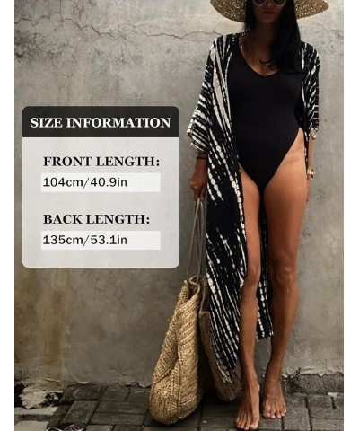 Women's Beach Cover Ups Open Front Tie Dye Maxi Cardigan Kimono Swimsuit with Belts A 1 $20.09 Swimsuits