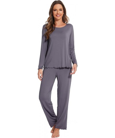 Viscose from Bamboo Pajama Sets for Women Soft Pjs Loungewear Short Sleeve Top with Pants Sleepwear Pajamas S-XXL Style C C-d...