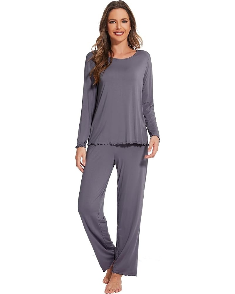 Viscose from Bamboo Pajama Sets for Women Soft Pjs Loungewear Short Sleeve Top with Pants Sleepwear Pajamas S-XXL Style C C-d...