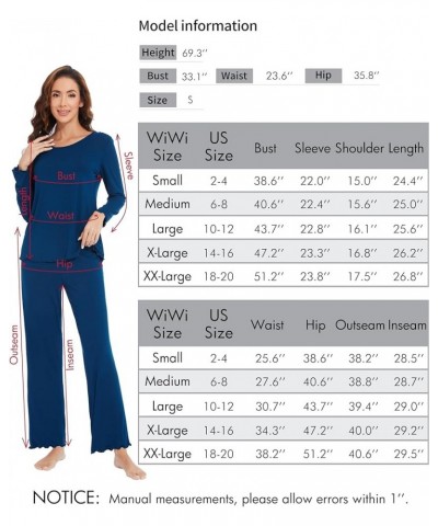 Viscose from Bamboo Pajama Sets for Women Soft Pjs Loungewear Short Sleeve Top with Pants Sleepwear Pajamas S-XXL Style C C-d...