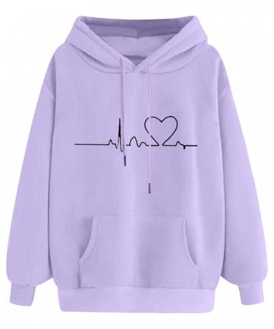 Women's Sweatshirts Hoodies Casual Women's Printed Hooded Sweatshirt Loose Long Sleeve Drawstring Hoodie Women Z4-purple2 $7....