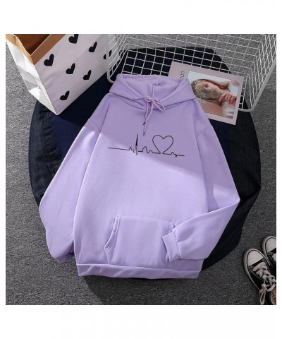 Women's Sweatshirts Hoodies Casual Women's Printed Hooded Sweatshirt Loose Long Sleeve Drawstring Hoodie Women Z4-purple2 $7....