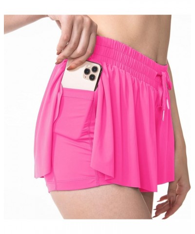 Womens Flowy Shorts with Pockets Rose Red $12.71 Activewear