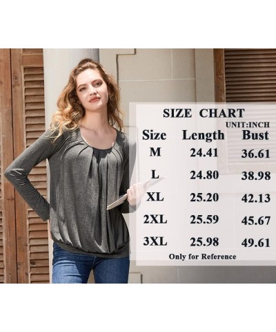 2024 Women's Winter Spring Tunic Tops Long Sleeve Casual Tshirt for Leggings Pleated Loose Blouses Blue Khaki $11.75 Tops