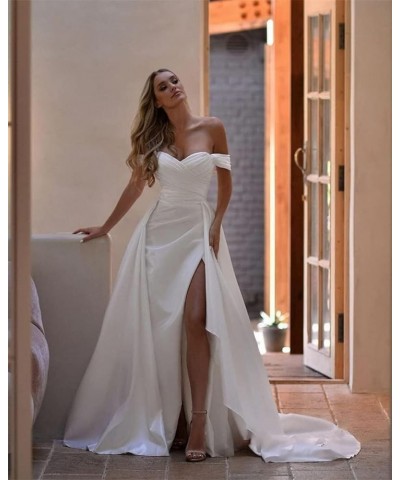 Off Shoulder Prom Dresses Long with Train for Women Formal Dress Wrap Satin Ruched Evening Gowns with Slit HGR11 Black $34.01...