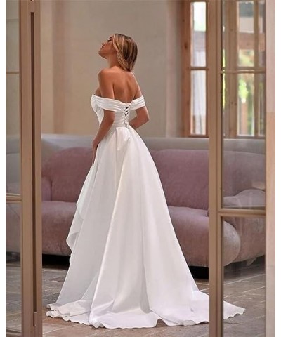 Off Shoulder Prom Dresses Long with Train for Women Formal Dress Wrap Satin Ruched Evening Gowns with Slit HGR11 Black $34.01...