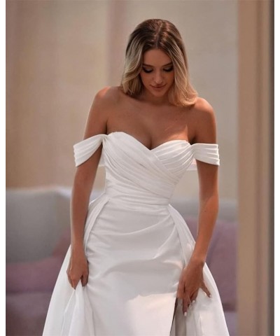 Off Shoulder Prom Dresses Long with Train for Women Formal Dress Wrap Satin Ruched Evening Gowns with Slit HGR11 Black $34.01...